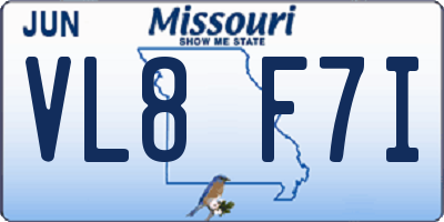MO license plate VL8F7I
