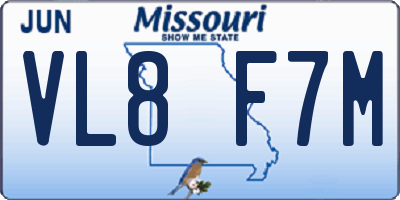 MO license plate VL8F7M