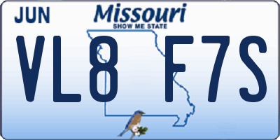 MO license plate VL8F7S