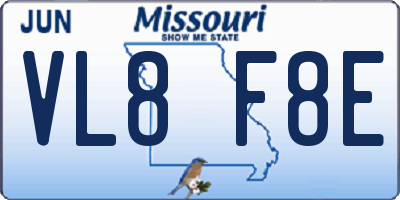 MO license plate VL8F8E