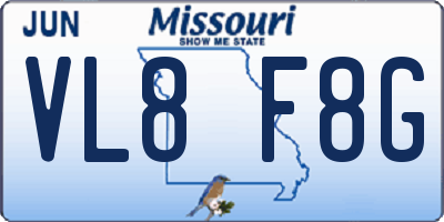 MO license plate VL8F8G