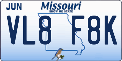 MO license plate VL8F8K