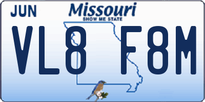 MO license plate VL8F8M