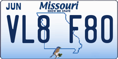 MO license plate VL8F8O