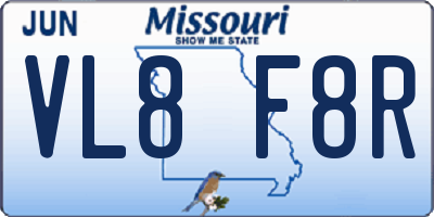MO license plate VL8F8R