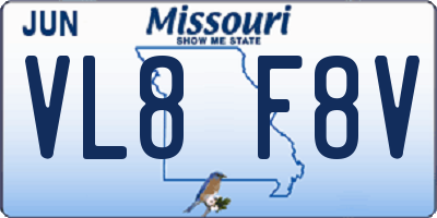 MO license plate VL8F8V