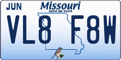 MO license plate VL8F8W