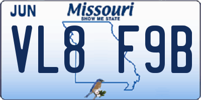 MO license plate VL8F9B
