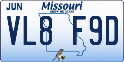 MO license plate VL8F9D