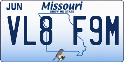 MO license plate VL8F9M
