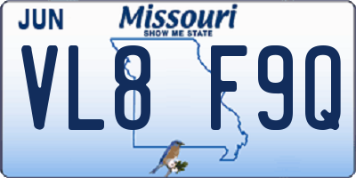 MO license plate VL8F9Q