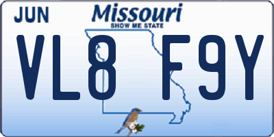 MO license plate VL8F9Y