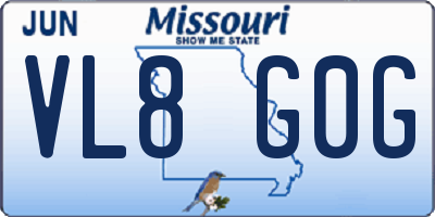 MO license plate VL8G0G