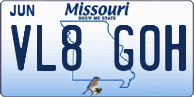MO license plate VL8G0H