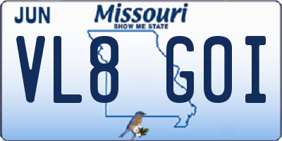 MO license plate VL8G0I