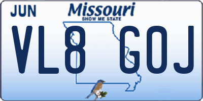 MO license plate VL8G0J