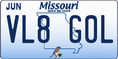 MO license plate VL8G0L