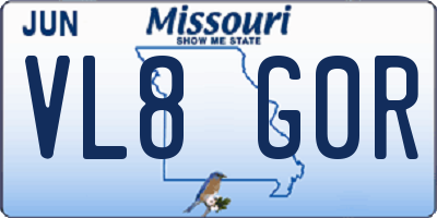 MO license plate VL8G0R