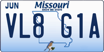 MO license plate VL8G1A