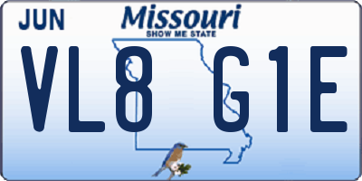 MO license plate VL8G1E