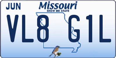 MO license plate VL8G1L