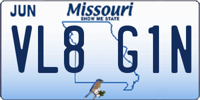 MO license plate VL8G1N