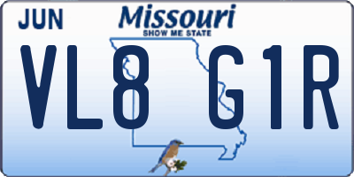 MO license plate VL8G1R