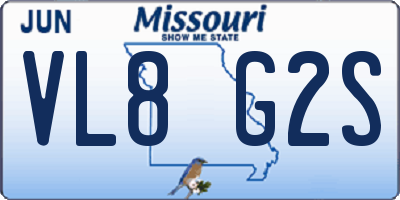 MO license plate VL8G2S