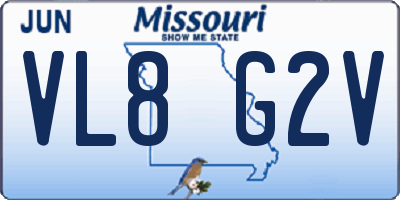 MO license plate VL8G2V