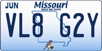 MO license plate VL8G2Y