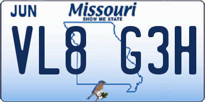 MO license plate VL8G3H