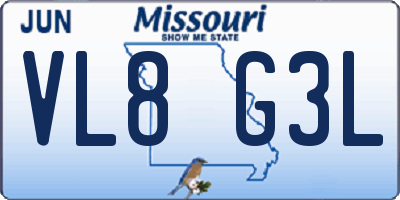 MO license plate VL8G3L