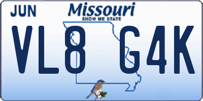 MO license plate VL8G4K
