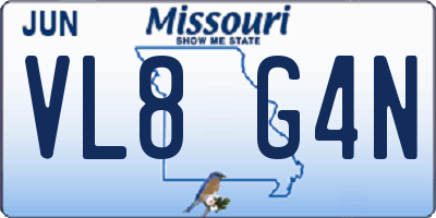 MO license plate VL8G4N