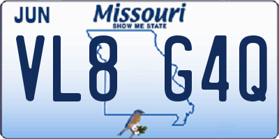 MO license plate VL8G4Q