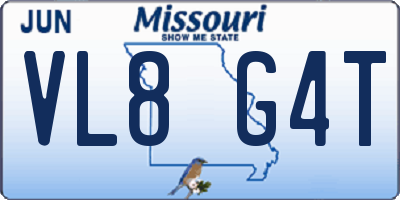 MO license plate VL8G4T
