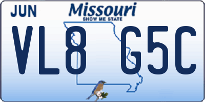 MO license plate VL8G5C