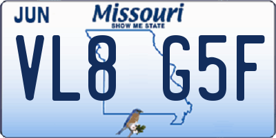 MO license plate VL8G5F