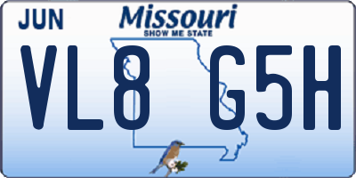 MO license plate VL8G5H