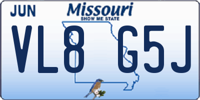 MO license plate VL8G5J