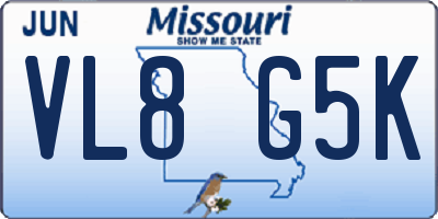 MO license plate VL8G5K
