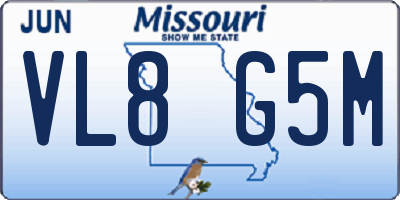 MO license plate VL8G5M