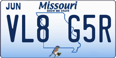 MO license plate VL8G5R