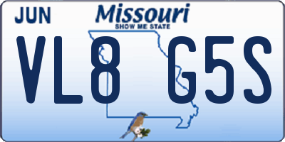 MO license plate VL8G5S