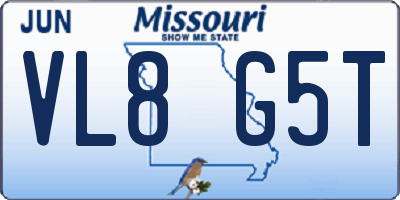MO license plate VL8G5T