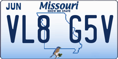 MO license plate VL8G5V