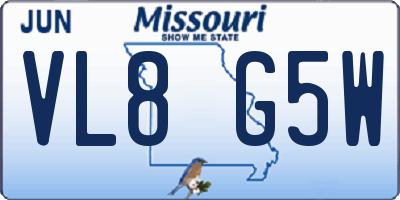 MO license plate VL8G5W