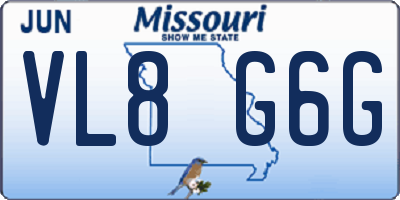 MO license plate VL8G6G