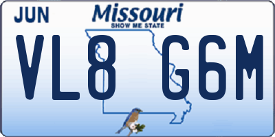MO license plate VL8G6M