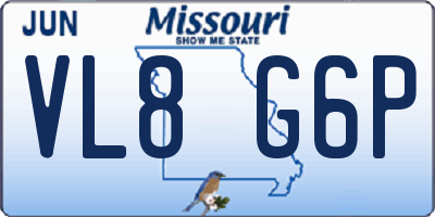 MO license plate VL8G6P